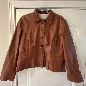 J. Peterman Brown Leather Jacket